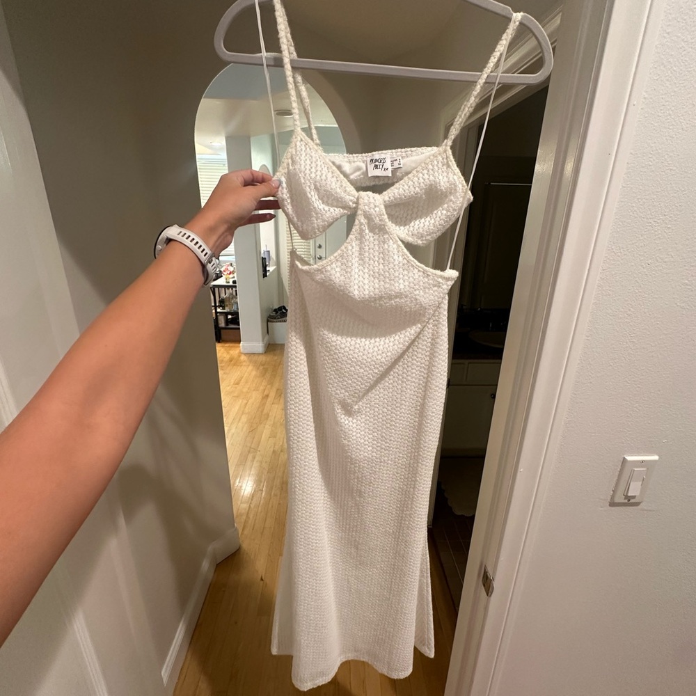 Princess Polly White Knit Cutout Midi Dress